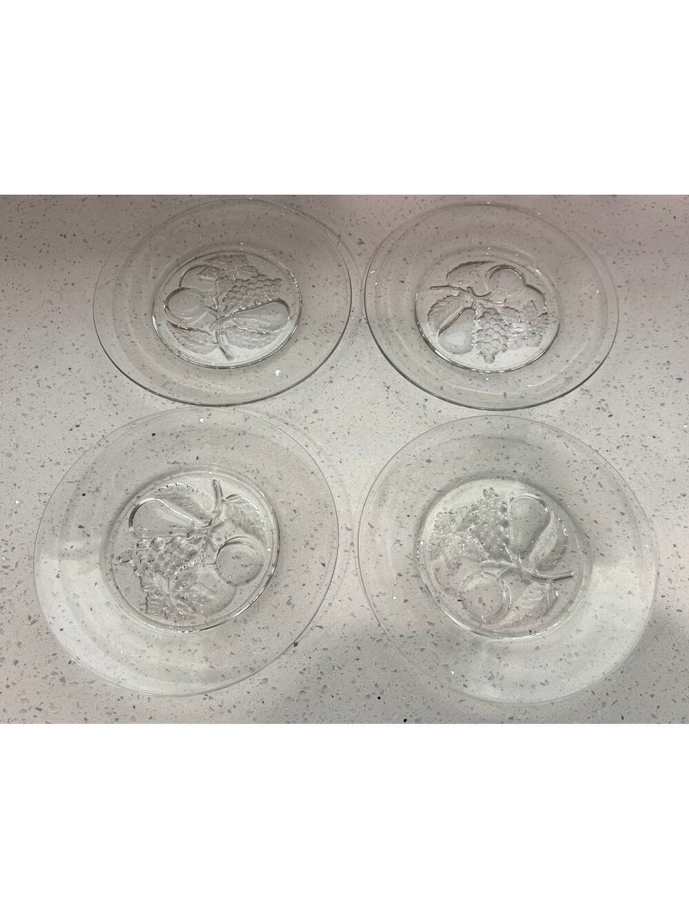 Set of 4 Vintage Imperial Glass Co 8" Intaglio Fruit Plates Embossed